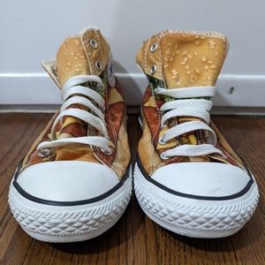Cheeseburger Hi-top Converse, Kids size 3 (fits like women's 5.5)